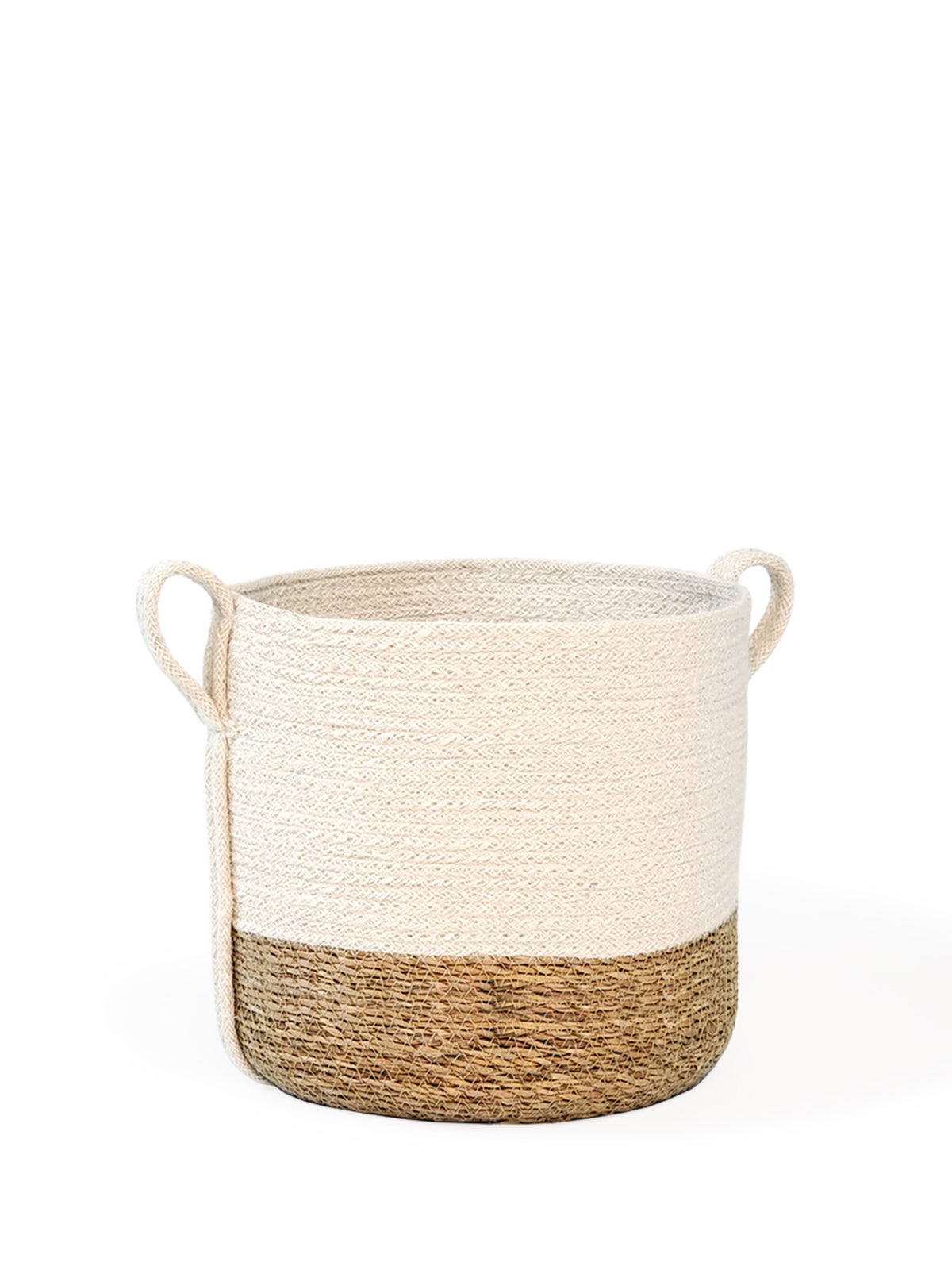 Savar Handwoven Jute and Seagrass Basket with Side Handle Natural Storage-6