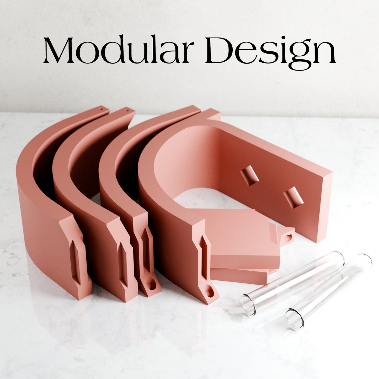 Floating Wall Shelf FRAME with Plant Propagation Tubes Modular Design-8