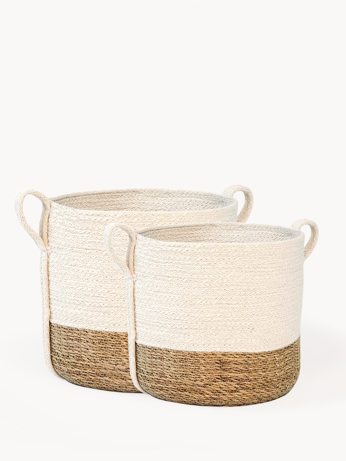 Savar Handwoven Jute and Seagrass Basket with Side Handle Natural Storage-0