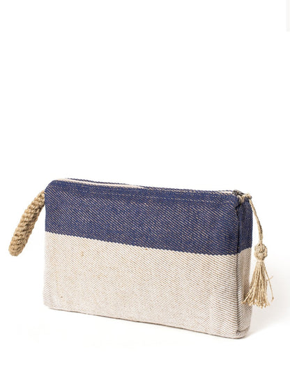 Block A Clutch Blue Handwoven Jute-Cotton Bag Fair Trade Accessory-2