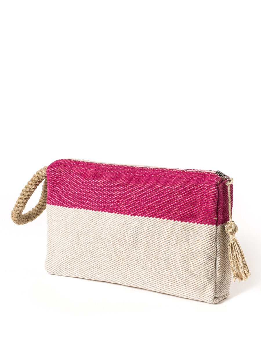 Pink Block A Clutch Handmade Jute-Cotton Fabric Fair Trade Accessory-2