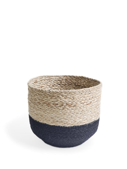 Naiya Bin Handwoven Jute Storage Basket Natural Black Various Sizes-6