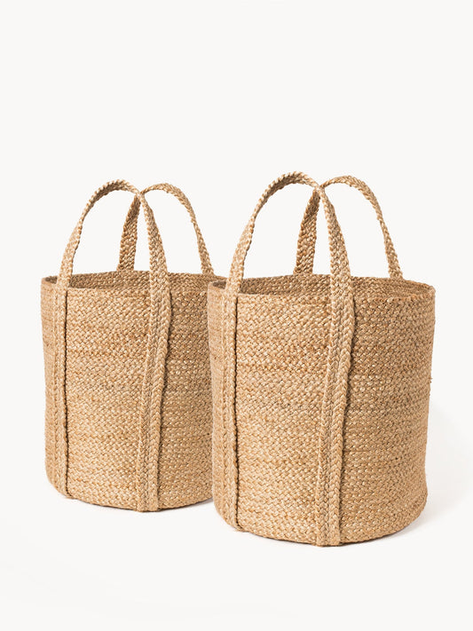 Natural Kata Basket with Handle Braided Jute Storage Basket 2024 Bestseller-0