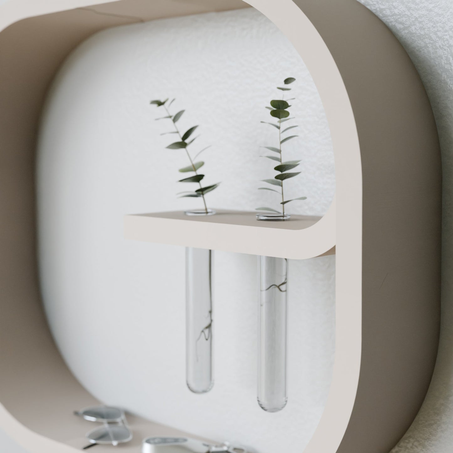 Floating Wall Shelf FRAME with Plant Propagation Tubes Modular Design-7