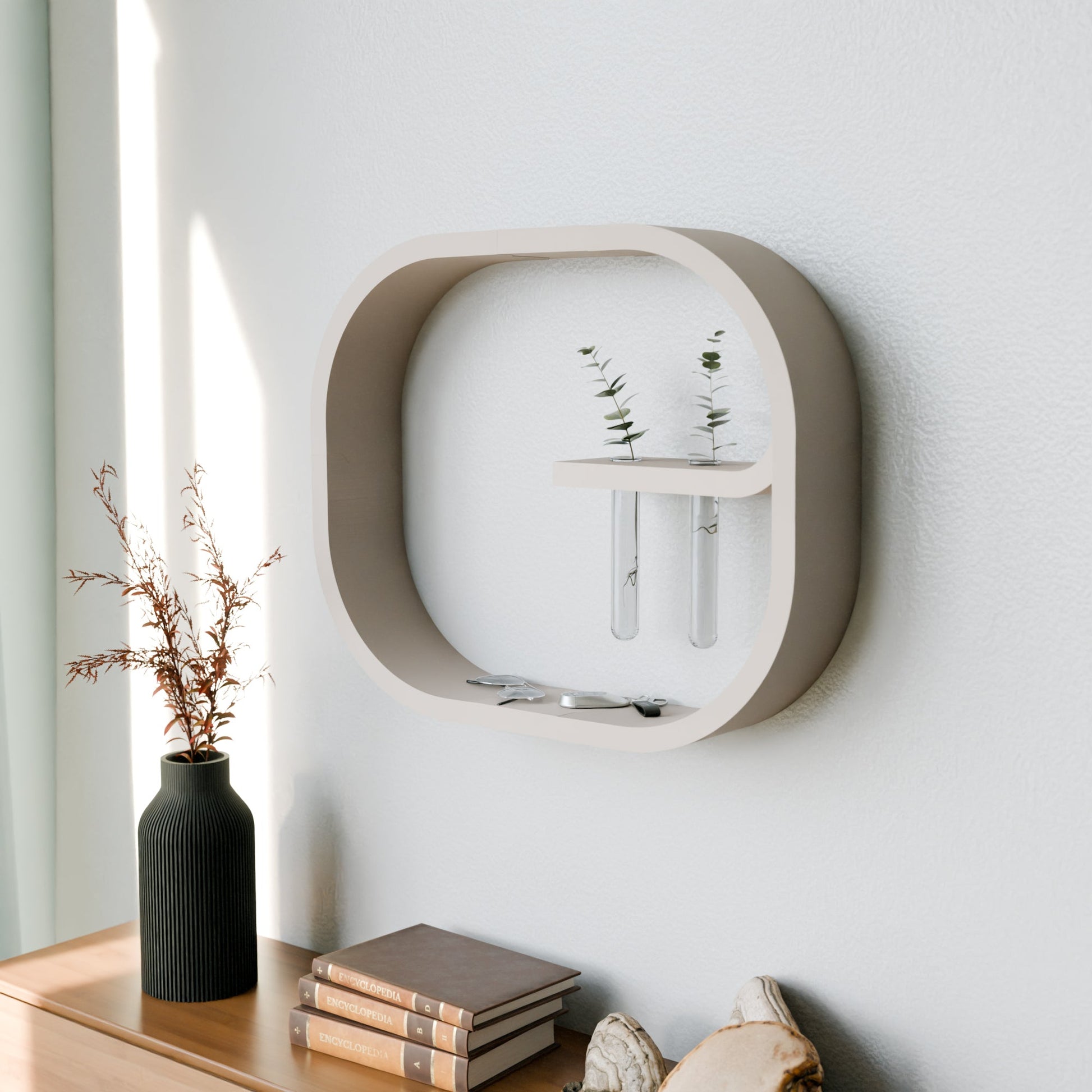 Floating Wall Shelf FRAME with Plant Propagation Tubes Modular Design-0