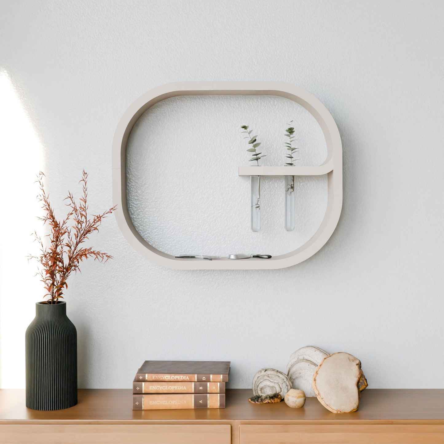 Floating Wall Shelf FRAME with Plant Propagation Tubes Modular Design-1