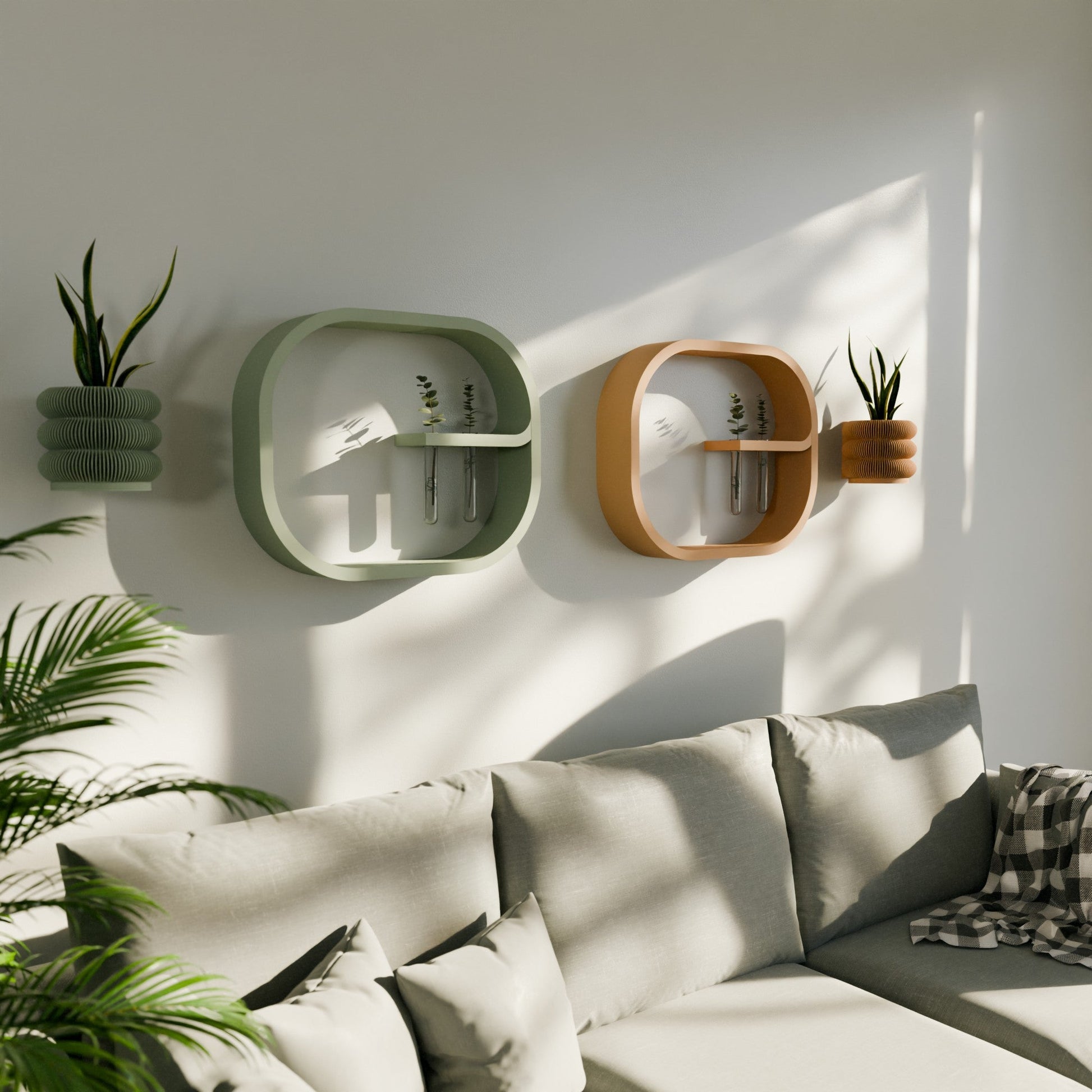 Floating Wall Shelf FRAME with Plant Propagation Tubes Modular Design-2
