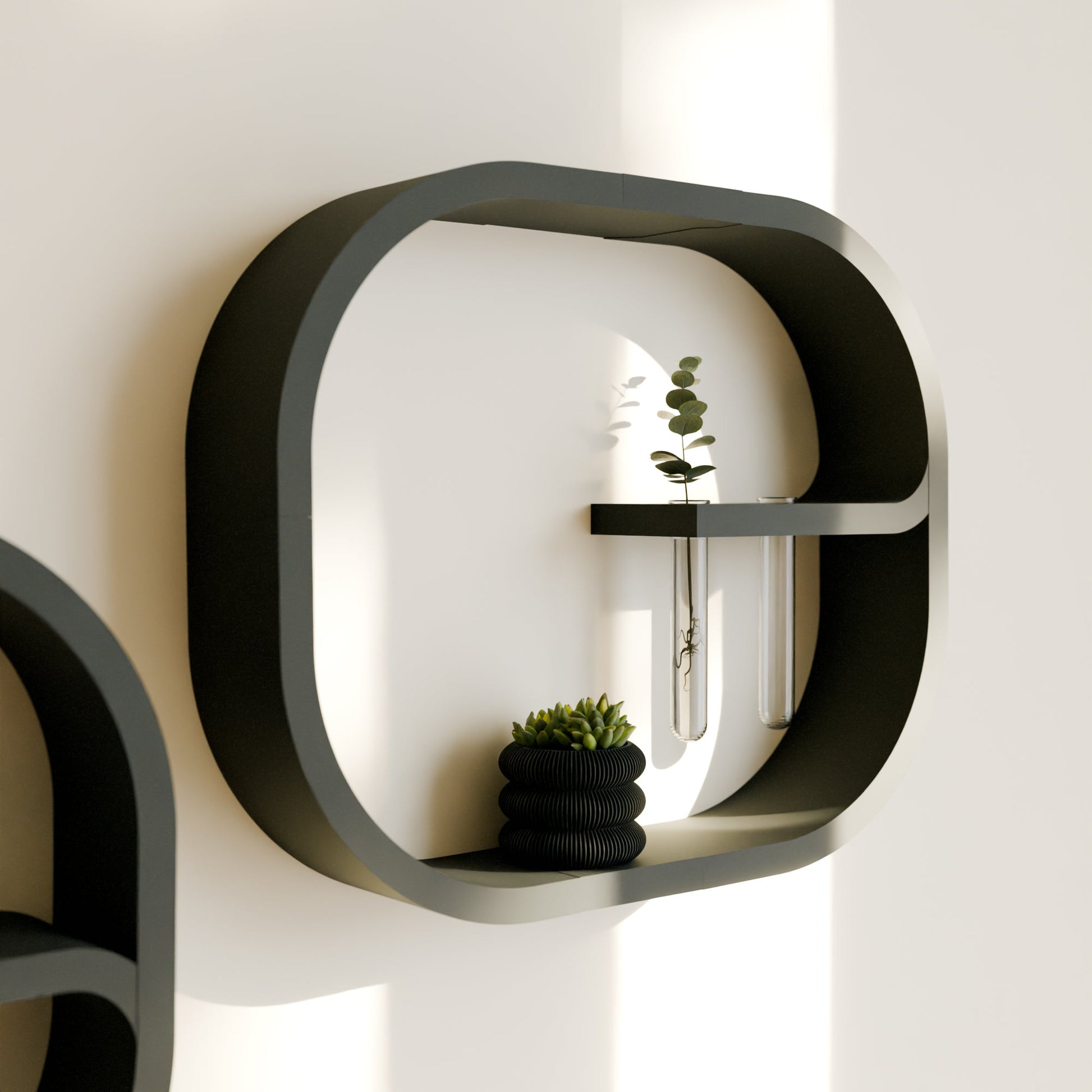 Floating Wall Shelf FRAME with Plant Propagation Tubes Modular Design-4