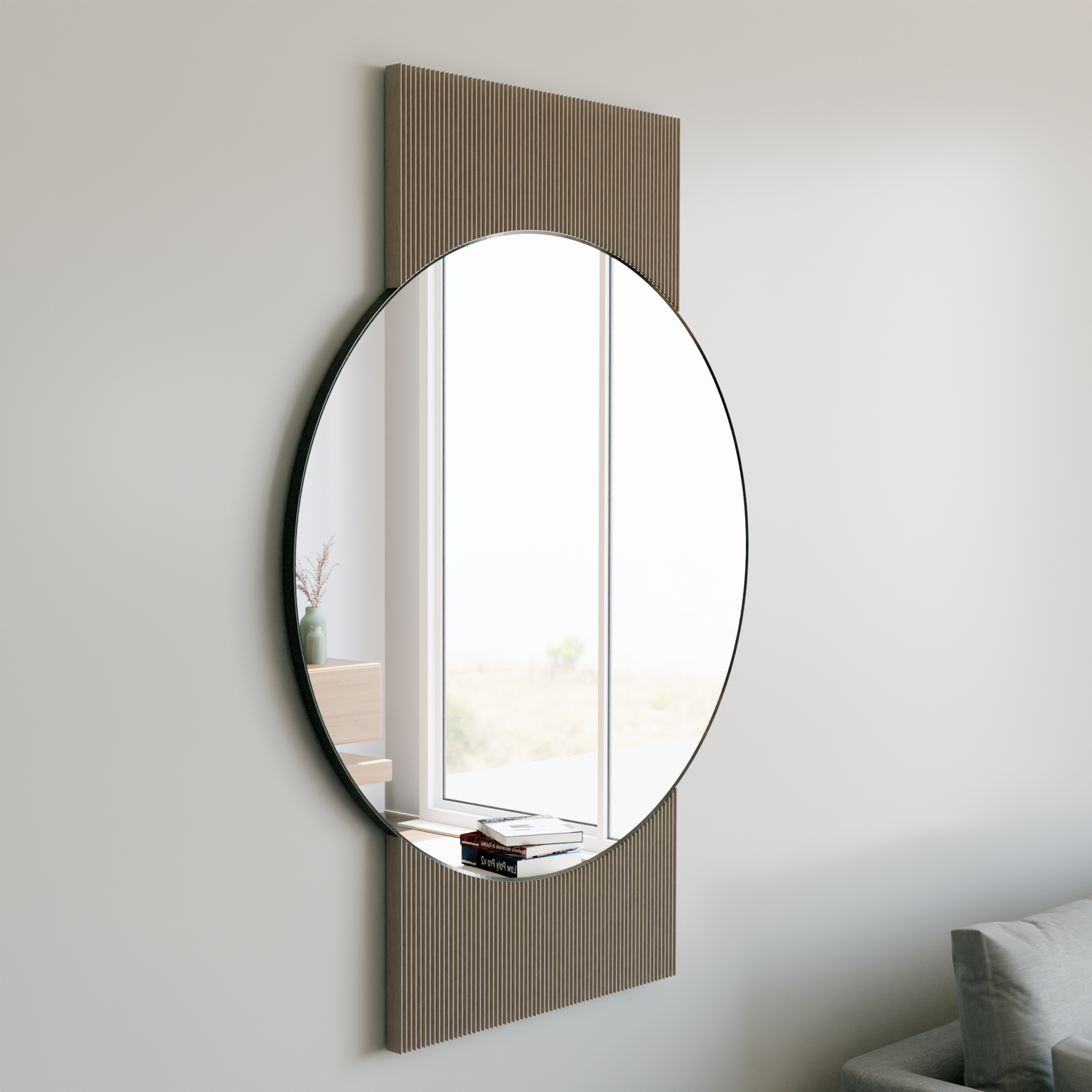 SOL Mirror Large Round Black Metal Frame Minimalist Wall Mirror-6