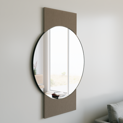 SOL Mirror Large Round Black Metal Frame Minimalist Wall Mirror-6
