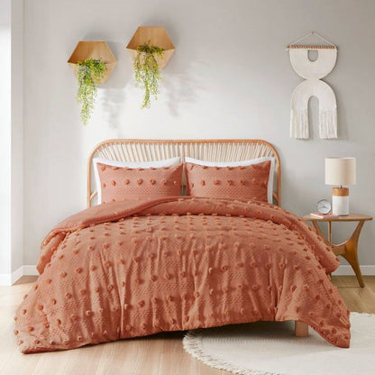 Twin XL Rust Orange Pompom Microfiber Comforter Set 2-Piece Hypoallergenic-0