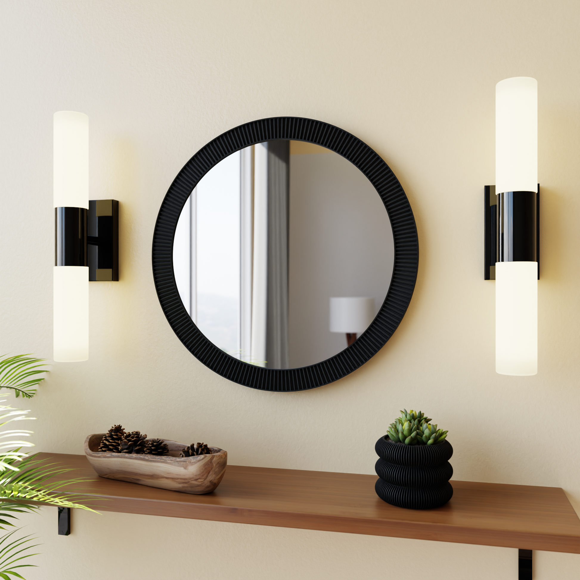 SUN Mirror Modern Circular Wall Mirror Sustainable Bioplastic Frame-0